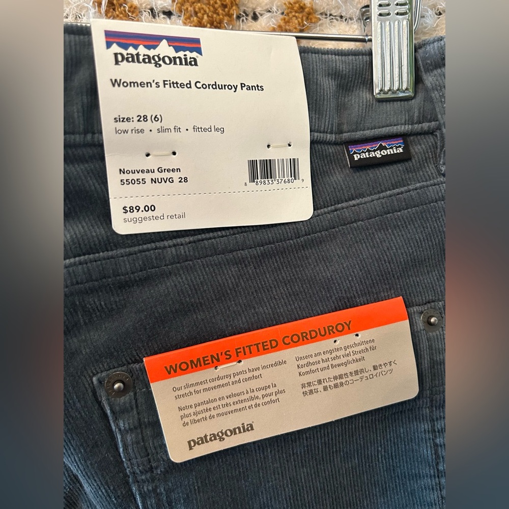 NWT Patagonia Women’s Nouveau Green Organic Cotton Fitted Corduroy Pants